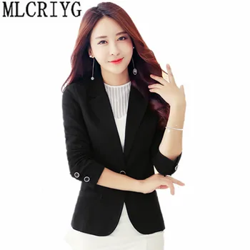 

Women Blazers and Jackets Plus Size 2019 Fashion Autumn Single Button Blazer Feminino Office Outfits Coat Female Spring YQ170