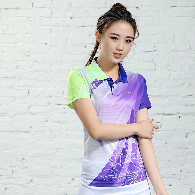 Новые быстросохнущие рубашки для бадминтона для мужчин/мужчин, одежда для бадминтона, рубашки для настольного тенниса, теннисные рубашки, спортивные футболки 2621 - Цвет: Woman 1 shirts