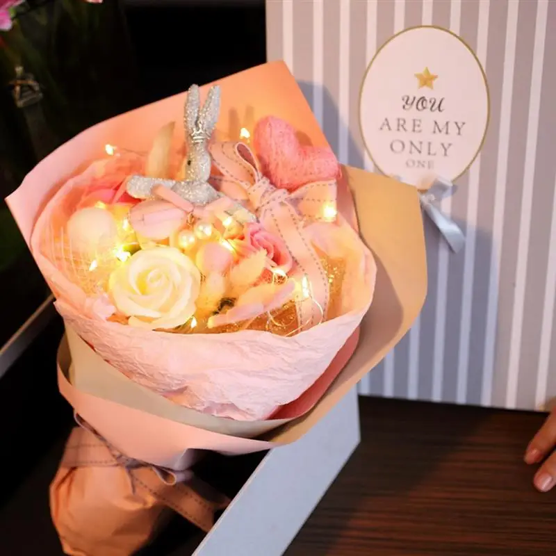 День Святого Валентина креативный подарок мыло в Форме Розы романтическое декоративное мыло в подарочной коробке с светлым желанием букет кроликов