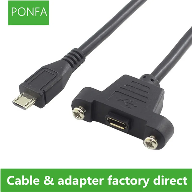 

Micro-USB 5pin Micro USB USB 2.0 Male Connector to Micro USB 2.0 Female Extension Cable 30cm 50cm With screws Panel Mount Hole