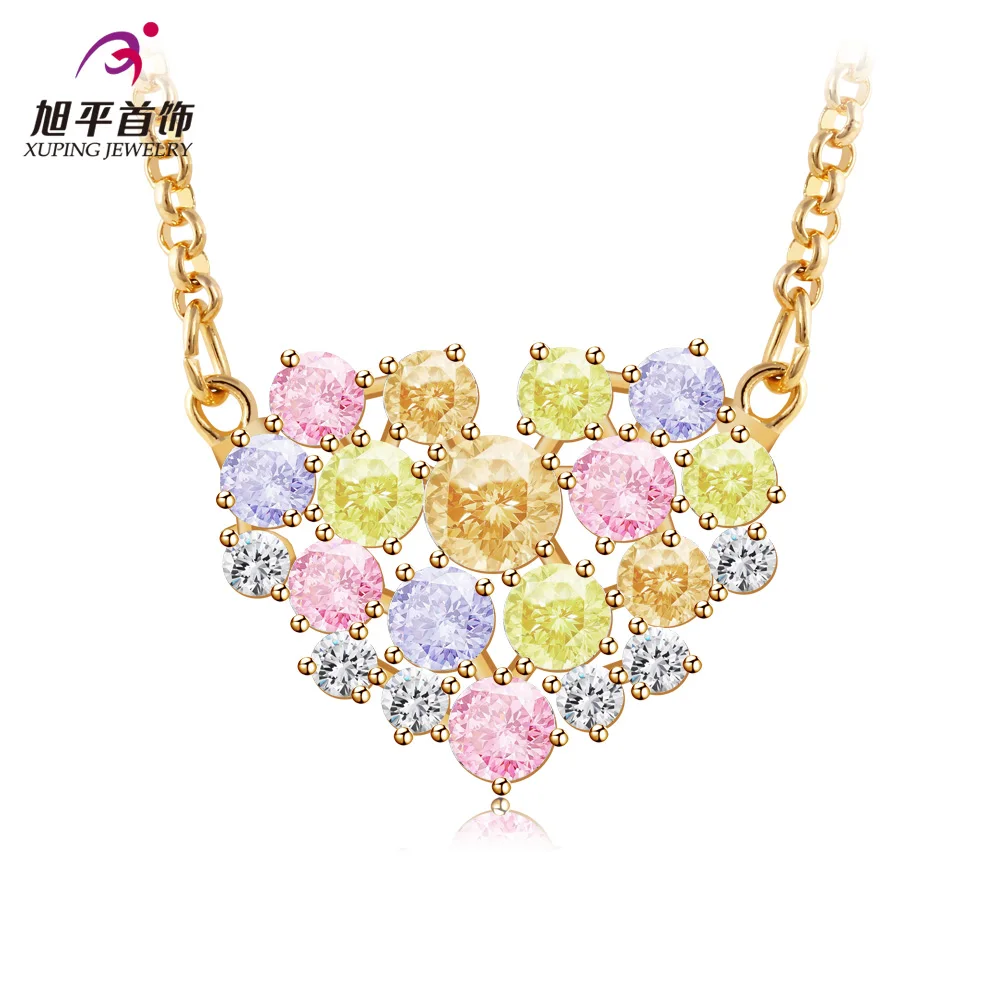 famous brand Austrian natural colorful crystal Gold-plated clavicle necklace female love Fashion heart girlfriend birthday gift