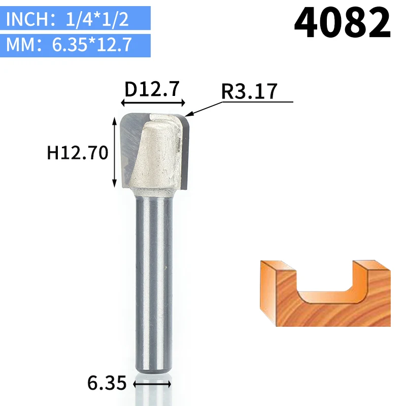 HUHAO 1 шт. 1/" хвостовик чаши и лоток шаблонный маршрутизатор бит карбида вольфрама Концевая мельница для деревообработки режущий инструмент деревообрабатывающий фрезерный станок - Длина режущей кромки: 4082