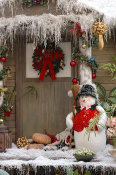 

Cute snow man photographic background for photo studio computer printed decoration for house christmas theme backdrop cloth