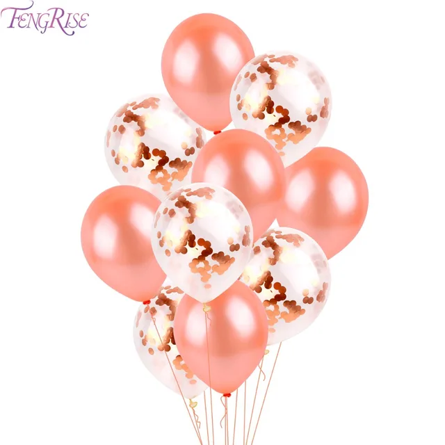 FENGRISE 10PCS Rose Gold Balloon Mixed Champagne Gold Wedding Balloons Wedding Party Decoration Birthday Ballon Party Decor