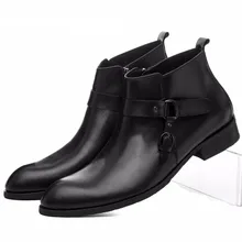Large size EUR45 Black brown tan mens ankle boots dress shoes genuine leather mens business boots