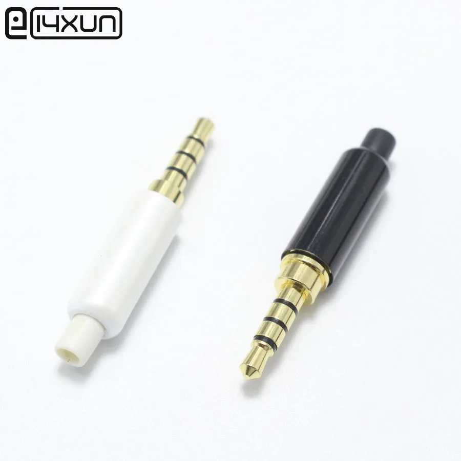 

2pcs 3.5mm 4 Pole Headset Plug with Tail 3.5 mm Gold Plated Audio Plugs Jack Adaptor Connector for iphone White Black