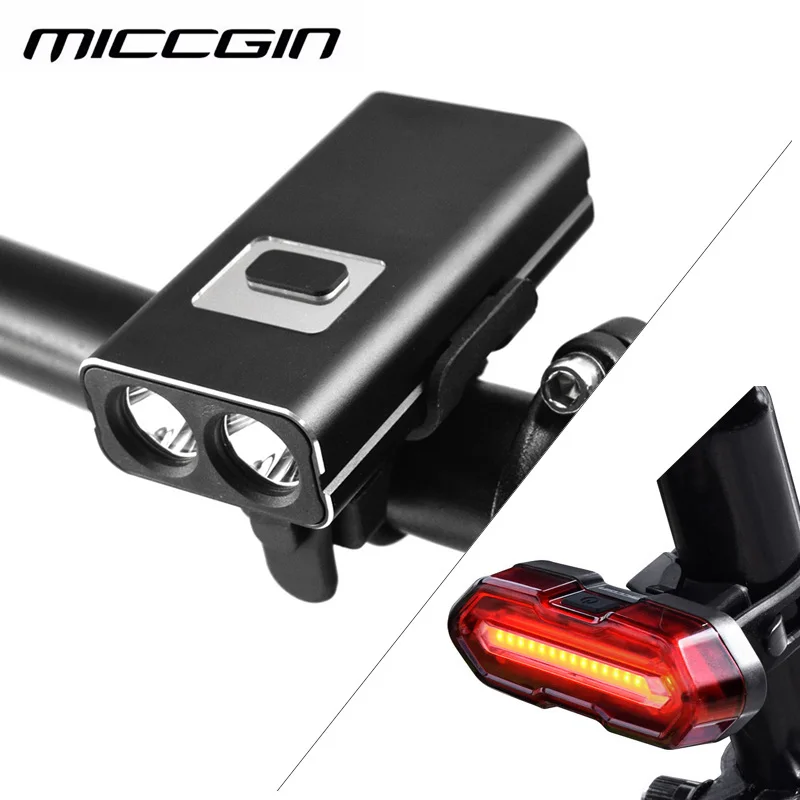 

Bike 600LM Two LED Front Rear Bicycle Light Set Cycling Flashlight Headlight Tail USB Rechargeable Lighting Waterproof MICCGIN