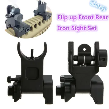 

New Cheap adjustable Flip up Front Rear Iron Sight Set Rapid Transition For A2 Mil Spec Low Profile for Hunting Gun Rifle Weapon
