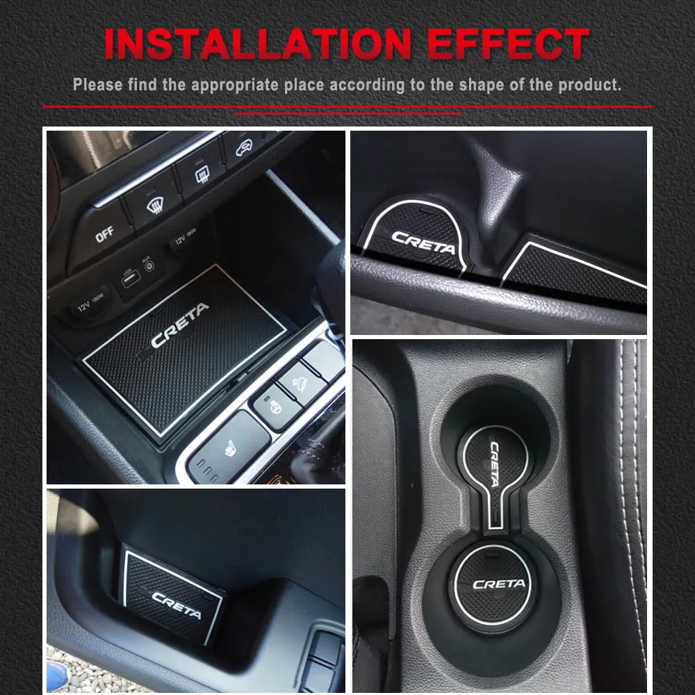 For Hyundai Creta IX25 2017 2018 2019 Accessories Rubber Mat Door mat anti-slip Cup Pad Interior Decoration Car Styling