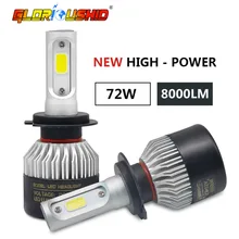 2 Pcs Auto Levou H4 H7 H8 H9 H1 H3 H11 9005 HB3 9006 HB4 Farol Do Carro Lâmpadas Hi/Lo Feixe 72 W 8000LM 6500 k Luz Do Carro Levou Farol 12 V