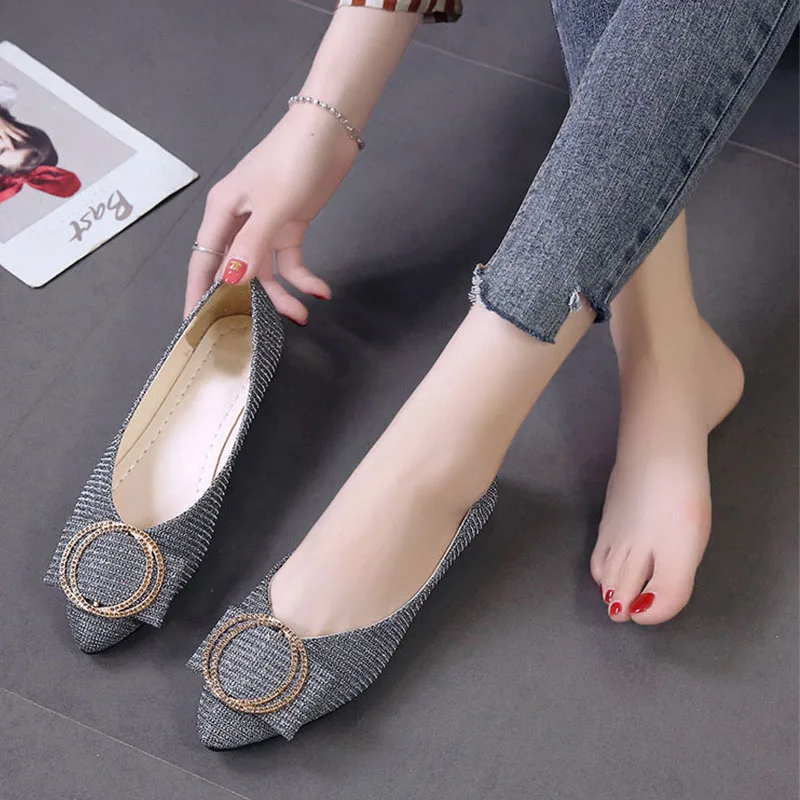 

Bailehou Pointed Toe Women Shoes Ladies Slip On Casual Shoes Bling Crystal Lady Ballet Flats Loafers Lady Boat Shoes Female New