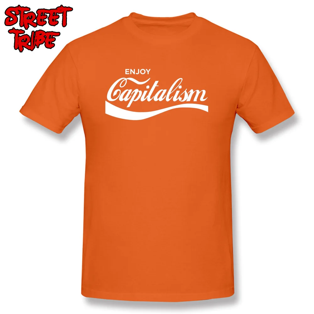 Enjoy Capitalism 5968 Summer Fall Cotton Fabric O Neck Tops Tees Short Sleeve Party Tee-Shirts Classic Cool T Shirt Enjoy Capitalism 5968 orange