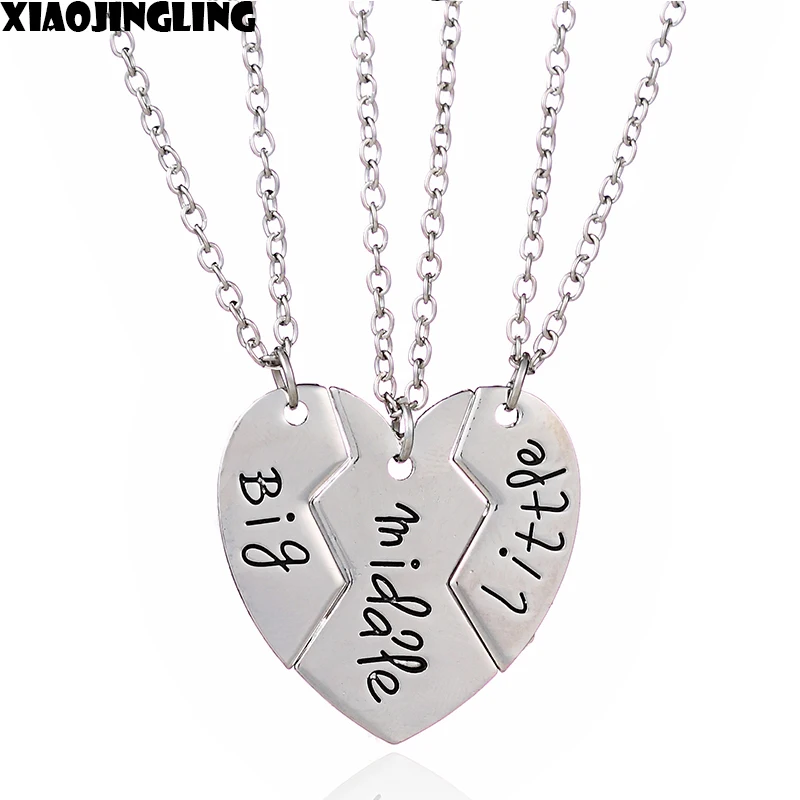 XIAOJINGLING 3 Piece Heart Personalized Pendants Necklaces