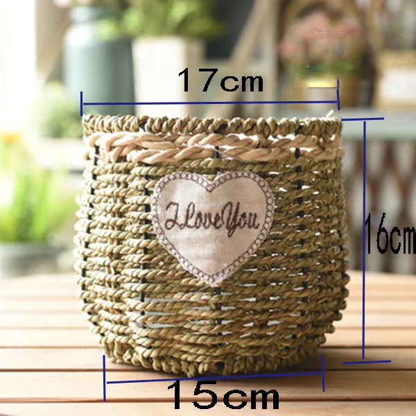 

17cm Rattan Vase Retro Flower Basket Pot Hanger Props Wall Basket Decor Indoor Outdoor Pastoral Baskets garden tabletop vase