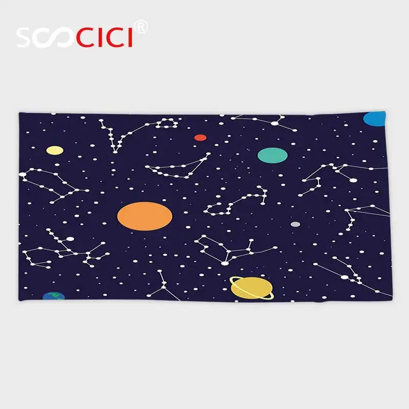 

Custom Microfiber Ultra Soft Bath/hand Towel,Constellation Zodiac and Planets Colorful Pattern Galaxy Universe Science