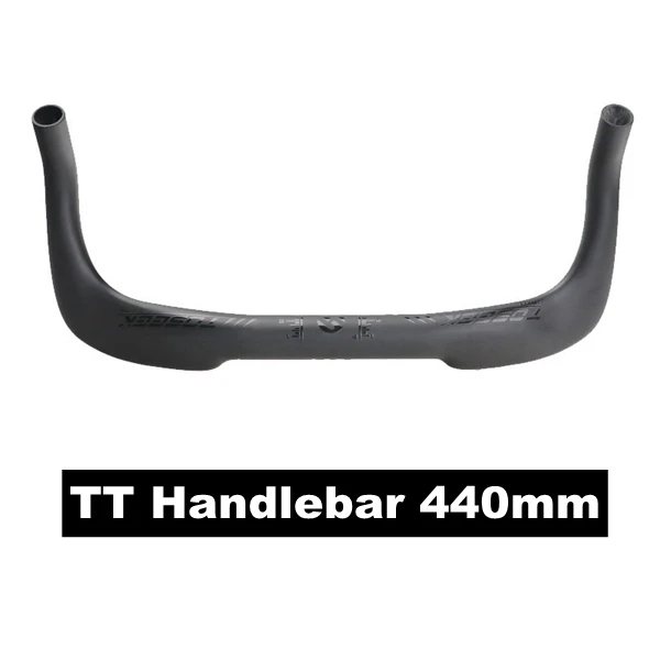 TT Handlebar 440mm Toseek полностью углеродный триатлонная гонка на время руль Грипсы для велосипеда для дороги TT велосипед руль набор матовый черный блестящий логотип - Цвет: TT Handlebar 440mm