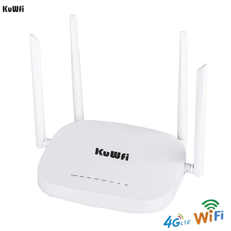 KuWfi 4G маршрутизатор CPE LTE 3G/4G Wi Fi 300 Мбит/с Беспроводной 4 шт. внешними антеннами