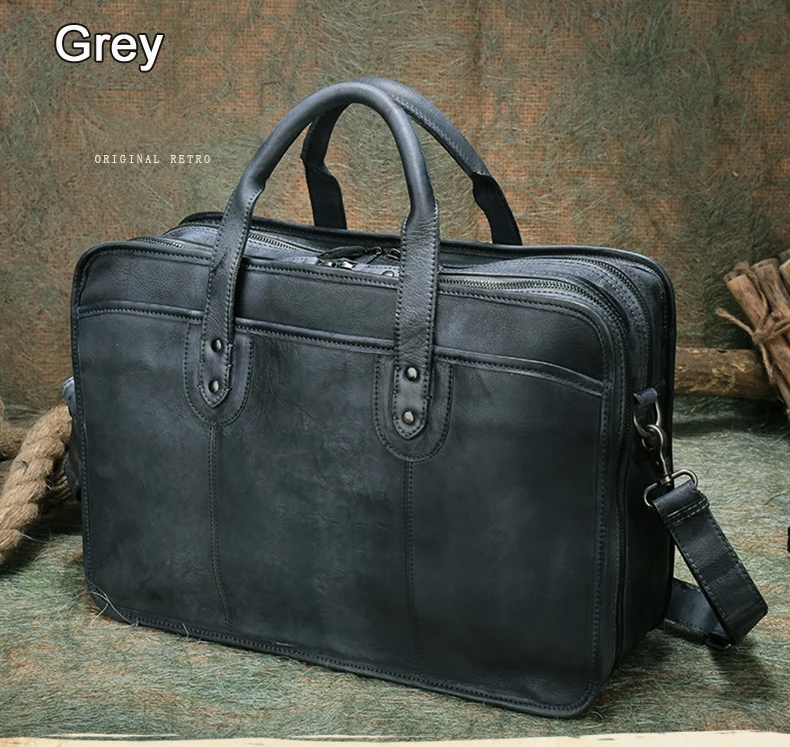 Винтажный роскошный портфель из натуральной кожи, мужской кожаный деловой портфель, мужской портфель, большой 15 дюймов, сумка для ноутбука, мужская сумка, большая сумка