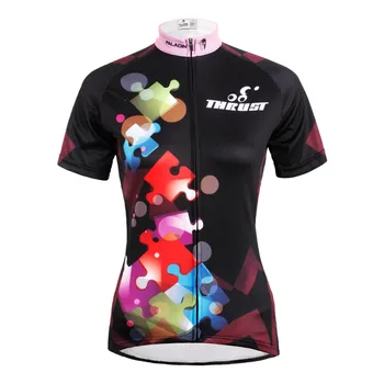 

Free shipping Women Puzzle Short Sleeve Cycling Jerseys Black Bicycle Jersey Polyester Breathable Cycling Clothes Size XS-6XL