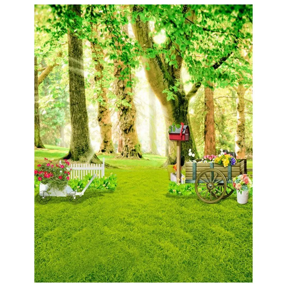 

3x5ft Green Trees Forest Field Garden Nature Scenery Graphic Printed Wall Mural Vinyl Cloth Photography Backgrounds Picture 41
