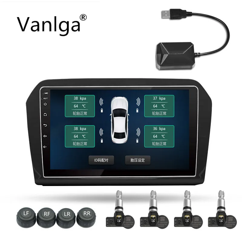 

USB Android TPMS Car Tire Pressure Monitoring System Display Internal Sensors Android Navigation Tyre Pressure Alarm 0-5.0BAR