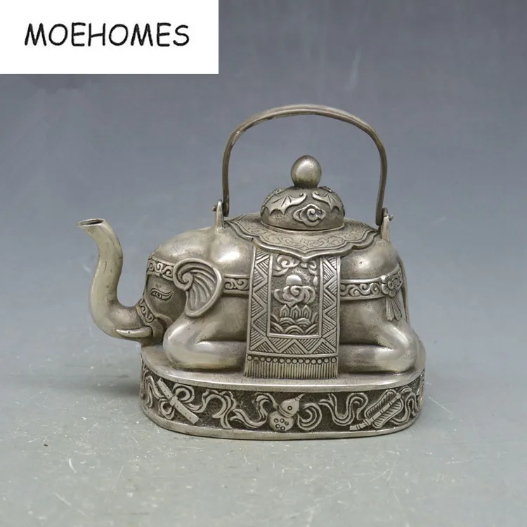China Rare Miao Silver Elephant Shape Tea Pot