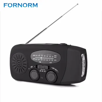 

FORNORM Hand Crank Solar Powered FM Radio Mulit-Function Emergency AM FM Radio with 3-LED Flashlight Built-in 1000mAh Battery