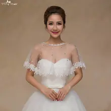 LZP080 Кристалл блесток Лодка шеи Тюлевое болеро куртка Болеро для свадьбы куртка