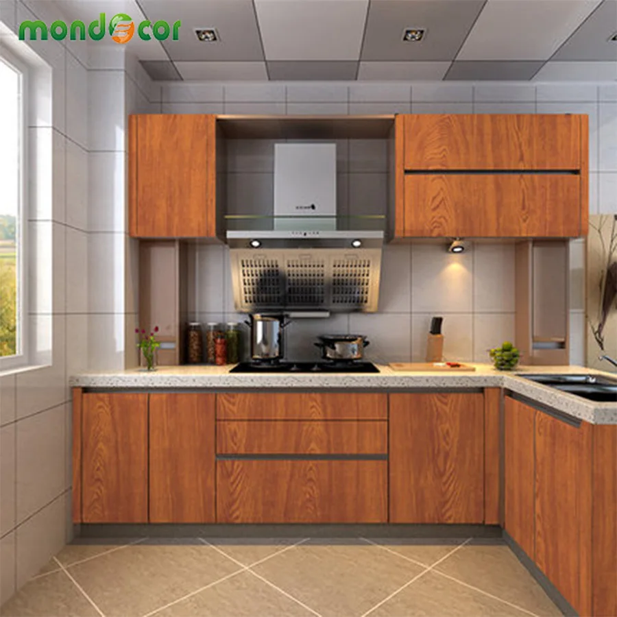 

PVC Vinyl Waterproof Wood Grain Wall Stickers Home Decor Self Adhesive Wallpaper DIY Kitchen Cabinet Wardrobe Furniture Decals