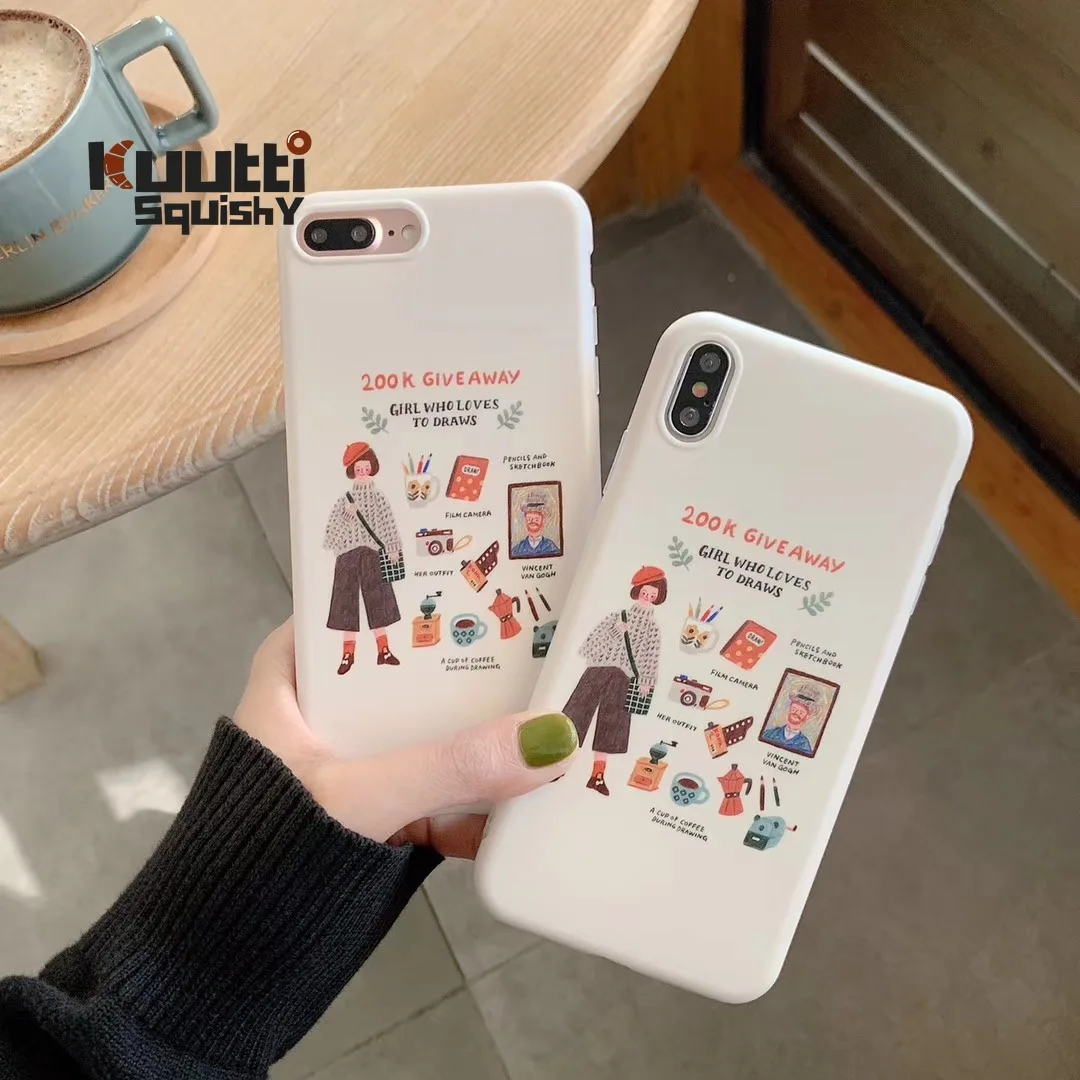 

Kuutti Squishy Chic Novelty Illustration Funny Silicone Phone Cases for iPhone 6 6s 7 8 Plus X XR XS Max Cover for iphone 6 case