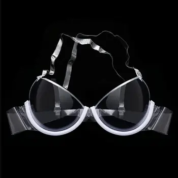 

One-Time Use Transparent Plastic Underwear Brassieres Plus Size Women B Cup Bras Seamless Push Up Wedding Party Underwear Bras