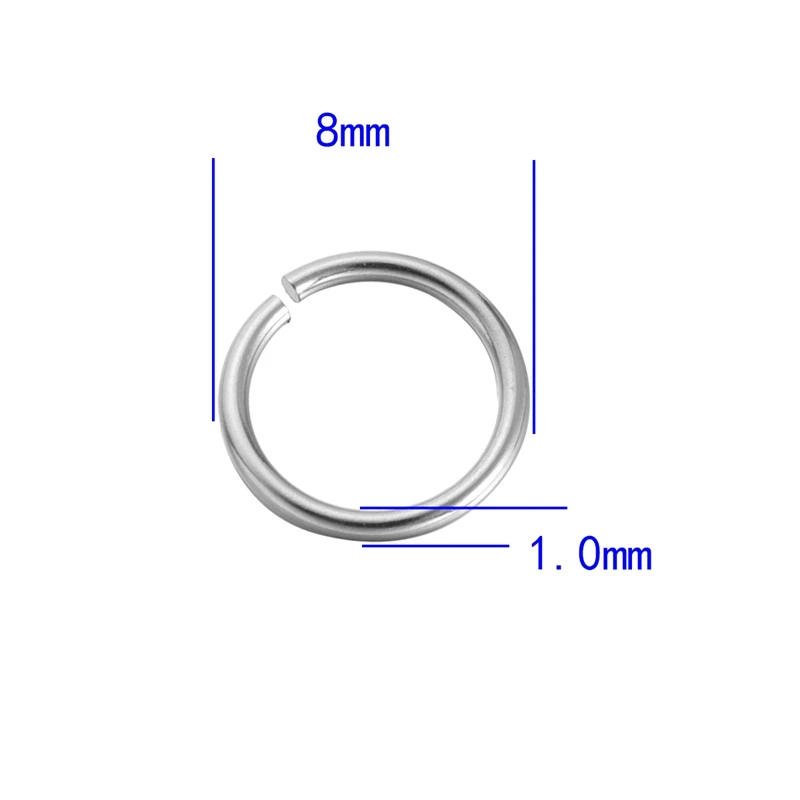 500 шт прыгающие кольца ювелирные изделия и нержавеющая сталь открытый круг прыгающие кольца DIY ожерелье браслет аксессуары для изготовления ювелирных изделий - Цвет: 8x1mm 100pcs