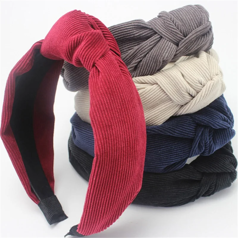 

Bohemian Autumn Winter Vintage Corduroy Headband Knotted Hairband Hair Accessories Women Hair Band Korea Style