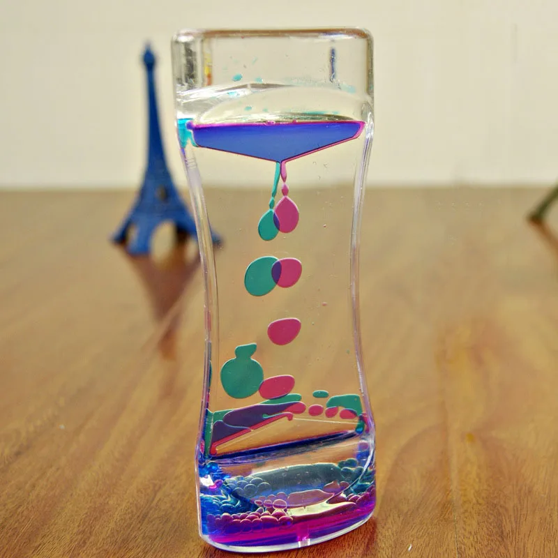 

Floating Color Mix Illusion Timer Liquid Motion Visual Slim liquid Oil Acrylic Hourglass Timer Clock Ornament Desk TB Sa