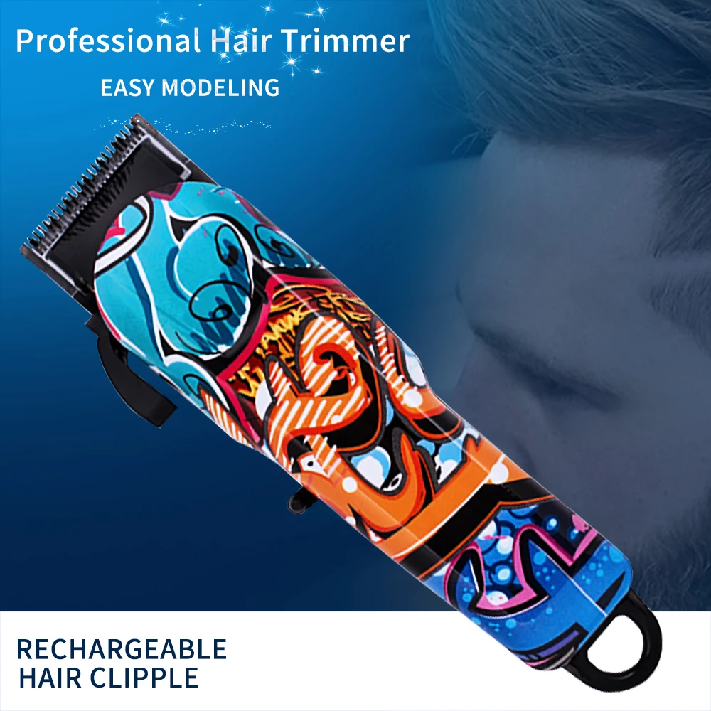 Electric Colorful Hair Clipper Professional Men Rechargeable Cartoon Hair Trimmer Haircut Portable Cutting Machine Beard Trimmer