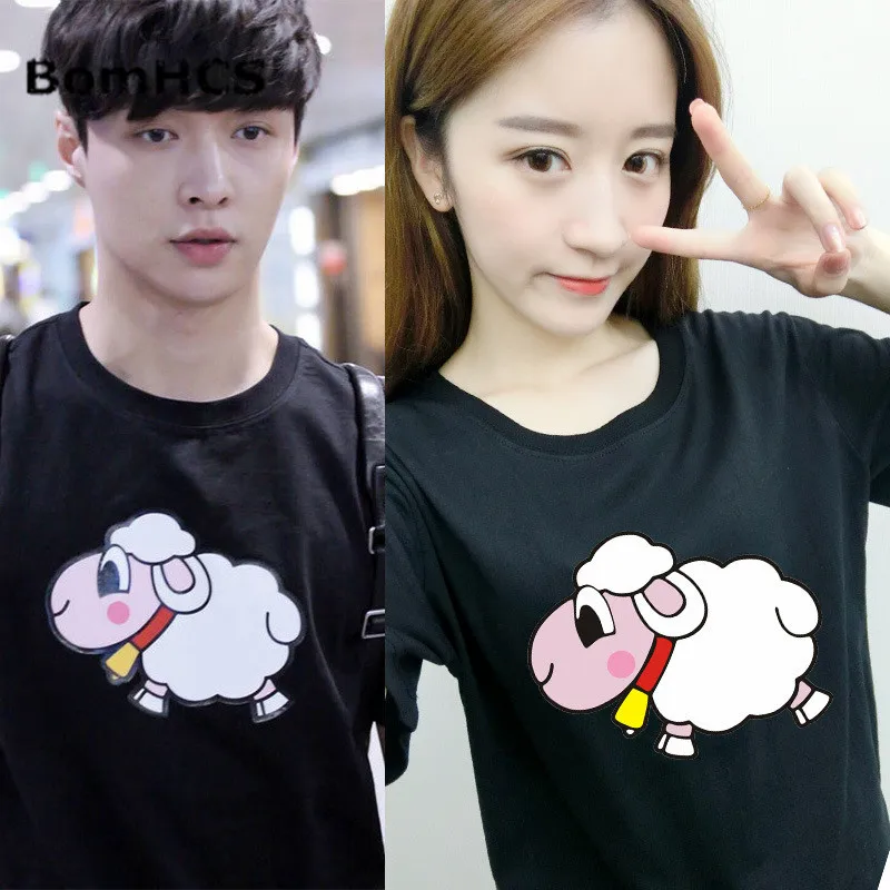 BomHCS Kpop EXO LAY/Стильная хлопковая футболка Милая летняя унисекс с короткими
