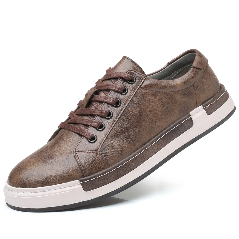 

Autumn New Casual Shoes Mens Leather Flats Lace-Up Shoes Simple Stylish Male Shoes Large Sizes Oxford Shoes For Men