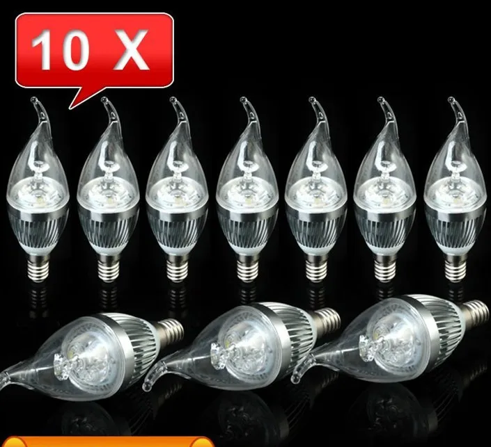 wholesale free shpping 6W E12 LED candle bulb light 540LM glass cover