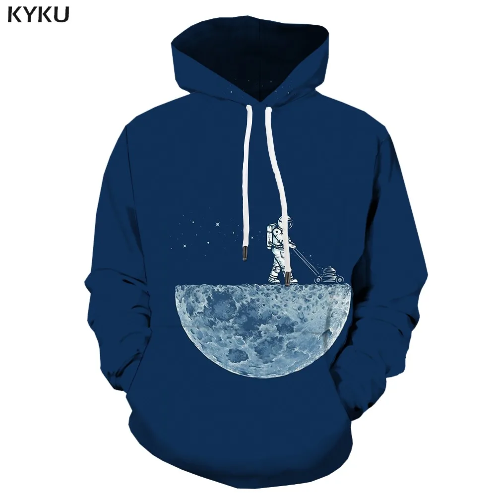 

KYKU 3d Hoodies Galaxy Space Hoodie Men Harajuku Hoody Anime Moon Hoodie Print Astronaut 3d Printed Metal Hooded Casual