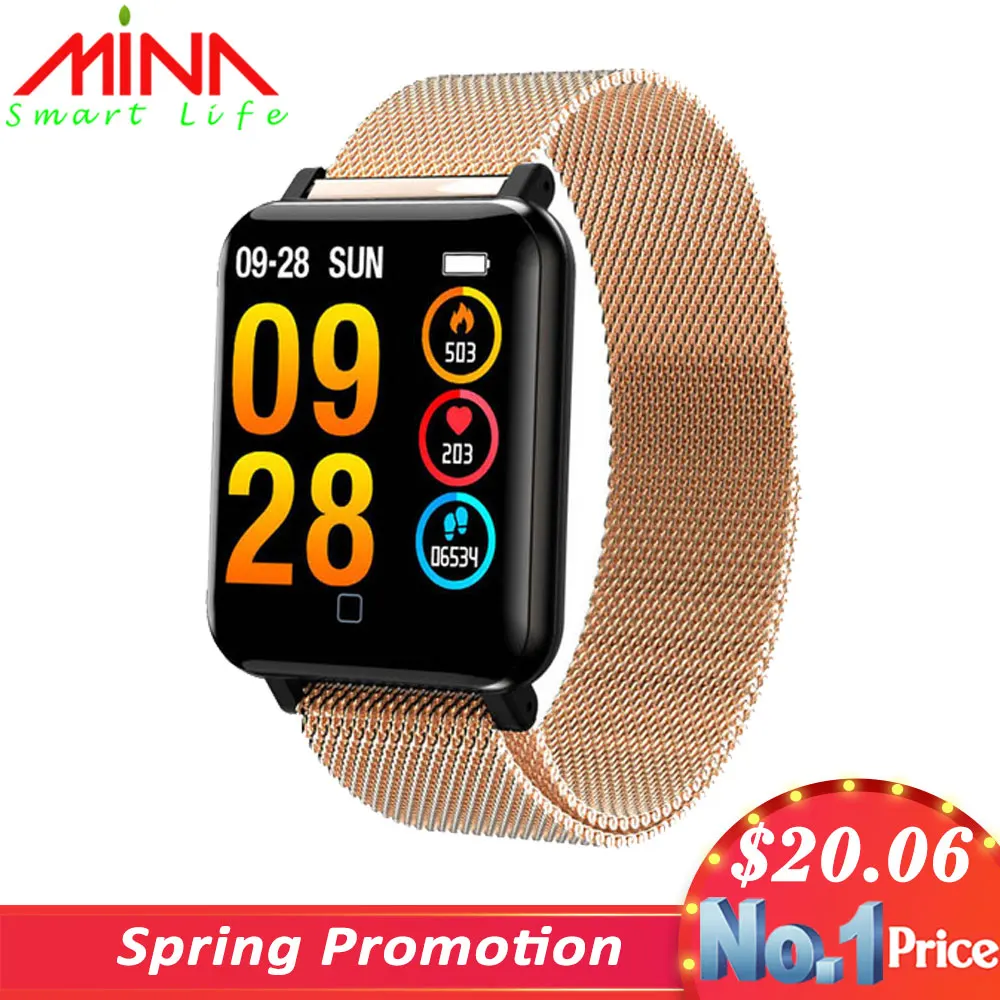 

M19 HD Color Screen Smartwatch Heart Rate Monitor Smart Band Sports Mode Fitness Tracker Stainless Steel Smart Wristband Watch