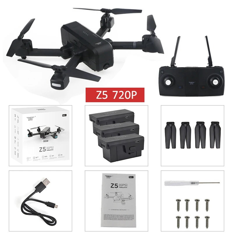 SJRC Z5 5G Wifi FPV с камерой 1080P двойной gps динамический Дрон Квадрокоптер - Цвет: 720p black 3battery