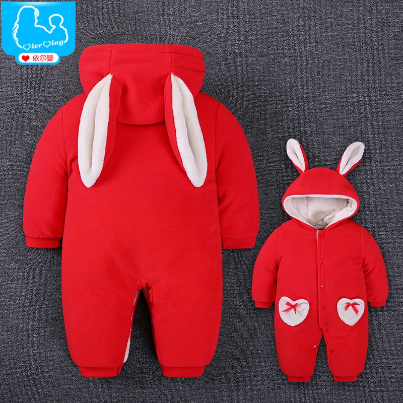 赤ちゃん綿の服秋と冬0 3 6ヶ月新生児プラスベルベット肥厚ウサギロンパース Rabbit Romper Baby Cotton Clothesrompers Rompers Aliexpress