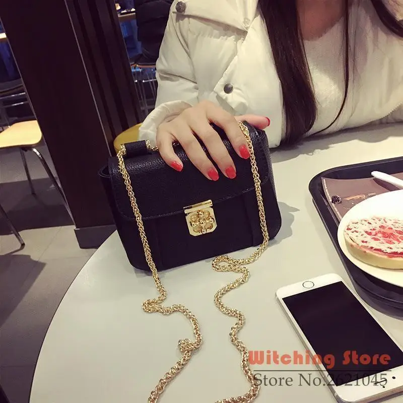 

Perfect# 2016 new winter Crossbody lock mini mobile phone chain bag package a small square FREE SHIPPING