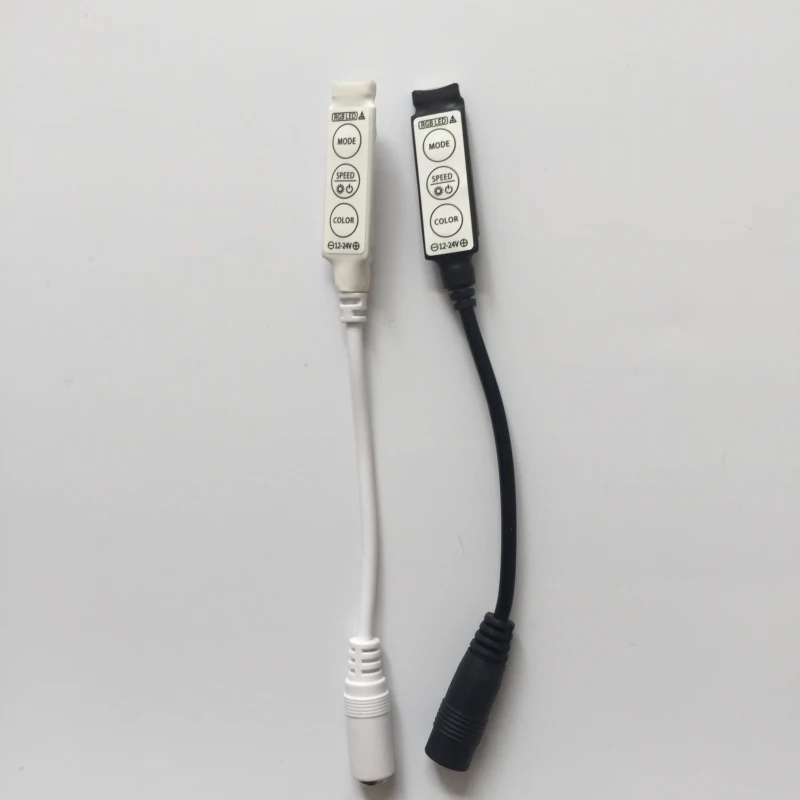

Mini LED Controller DC 12V 3 Keys IR Remote Brightness & Speed Adjust with Connector for 3528 5050 RGB LED Strip