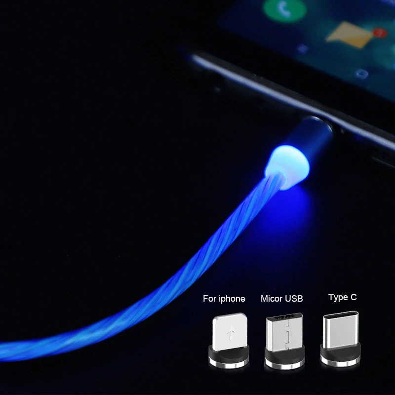 

Magnetic LED Glow Flowing Data USB Charger Type C/Micro USB Charging Cable for iPhone X Samsung Galaxy S9 S8 Charge Wire Cord