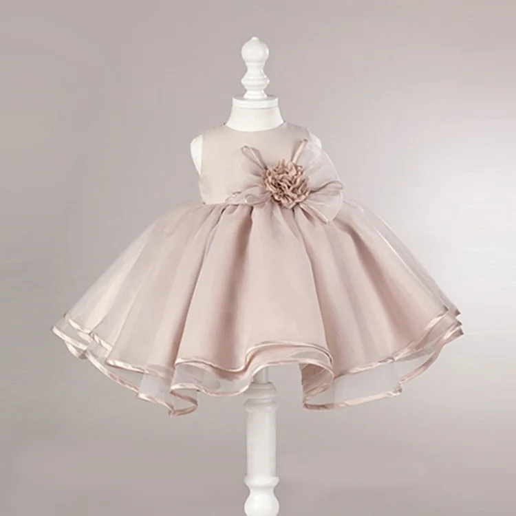 Korean Girls Sleeveless Princess Show Summer Princess Dress Wedding Party Kids Clothing Mesh Grey