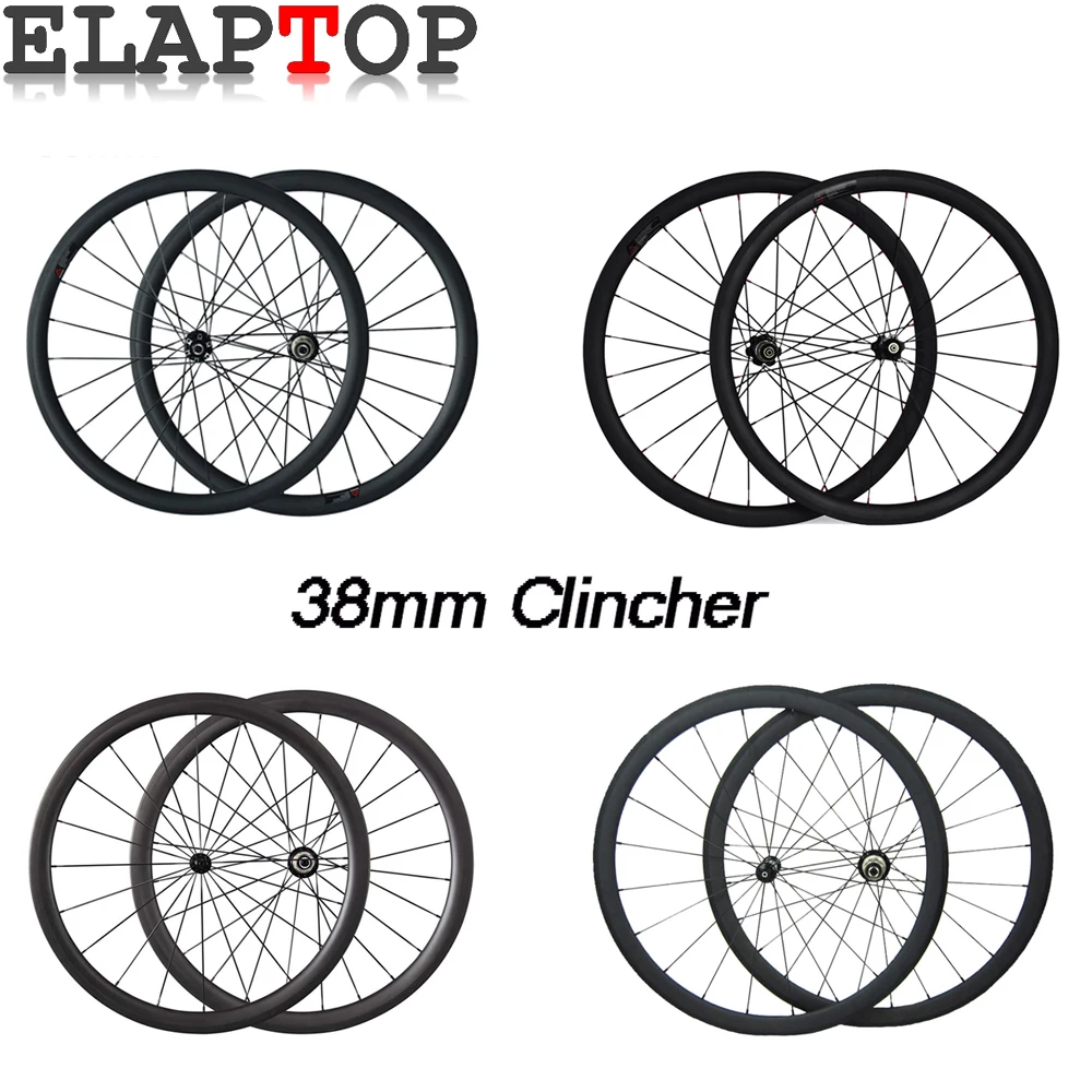 Factory Sales 38mm Ceramic Bearing 23mm Wide Cycling Carbon Wheels Clincher Straight Pull Bike