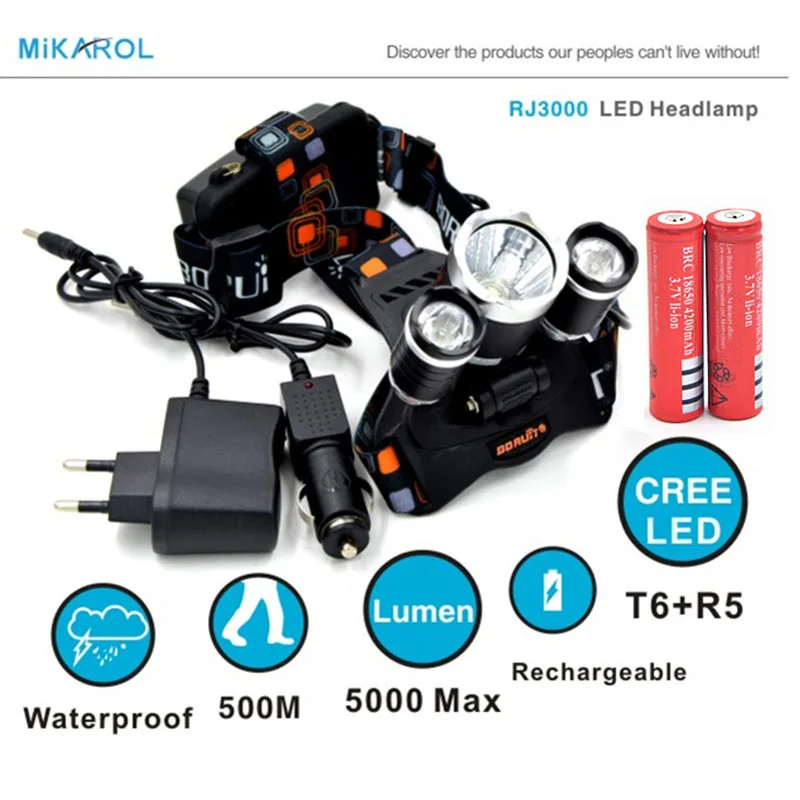 5000lm водить рыбалки XML T6 4 режима Перезаряжаемые лампы для Охота + Зарядное