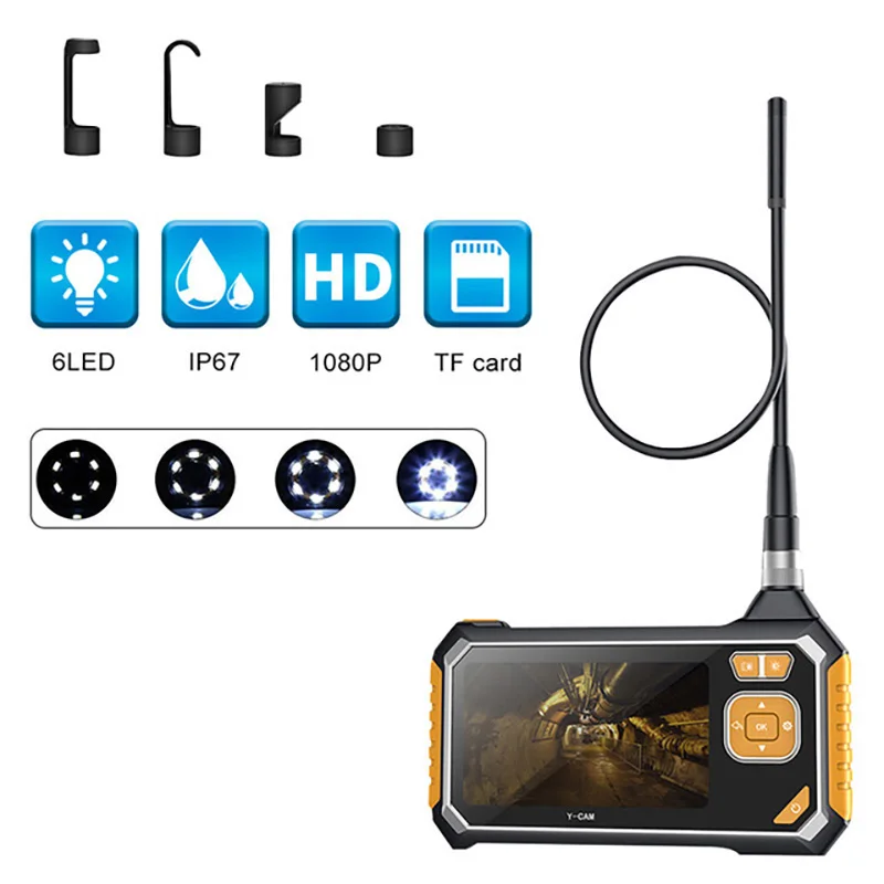 

Profession Industrial Endoscope Digital Semi-Rigid Borescope 4.3inch LCD Snake Camera 1080PHD Video Waterproof Inspection Camera