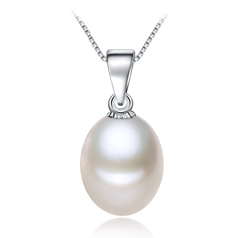 Красивая подвеска из стерлингового серебра 925 пробы для женщин, настоящая культивированная Подвеска из натурального пресноводного жемчуга ожерелье - Цвет камня: white pearl pendant